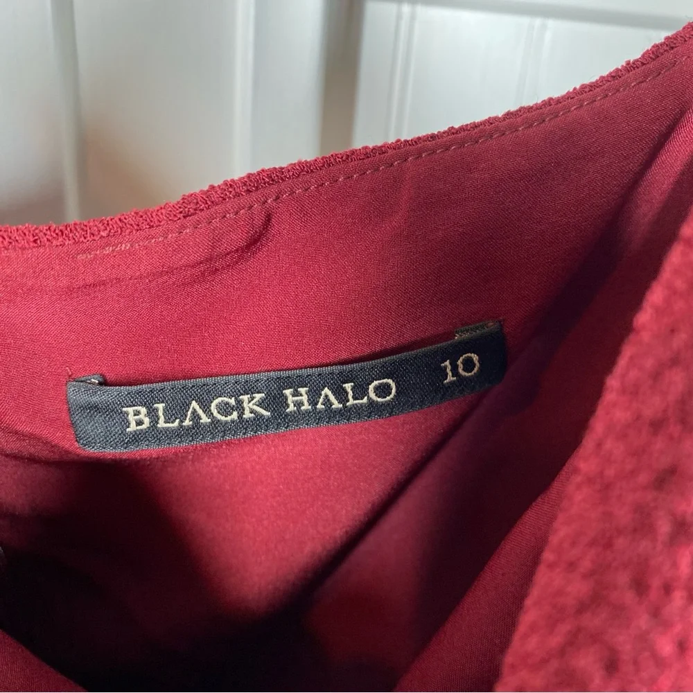BLACK HALO Belen‎ Tiered Ruffle Spaghetti Strap Mini Dress in Mulberry size 10